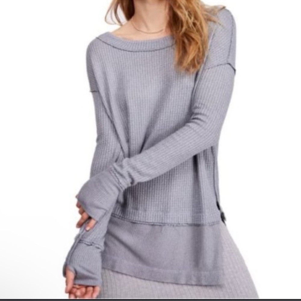 FREE PEOPLE WE THE FREE Gray North Shore Oversized Thermal SMALL